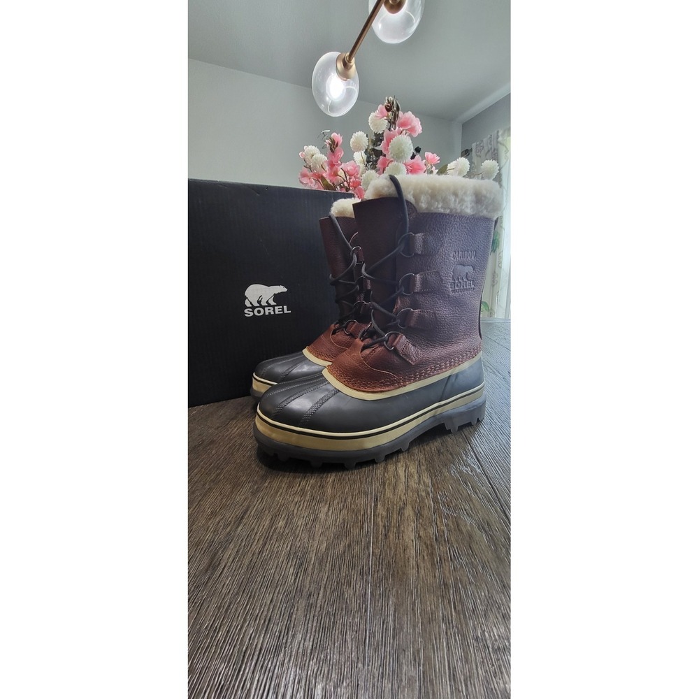 Sorel Caribou Men's Waterproof Winter Boots Size 9 Tobacco Brown Rated -40F New - Picture 4 of 16